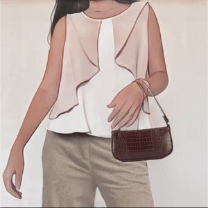 ❤️Zara Sleeveless Layered Flowy Cream & Off White Lightweight Top Blouse M EUC